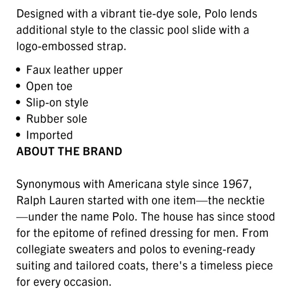 NWOT Men's Ralph Lauren Polo Tie-Dye Slides - Picture 12 of 12